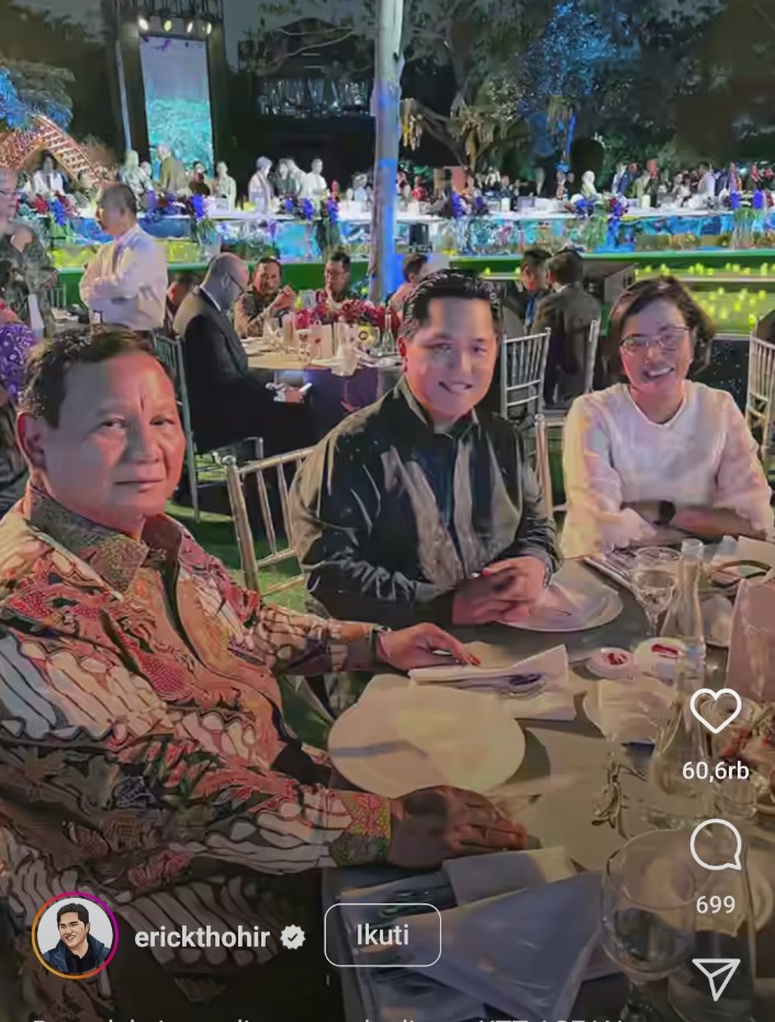 Prabowo, Erick Thohir, dan Sri Mulyani Kompak Nyanyi Lagu Benyamin Sueb di Gala Dinner KTT ASEAN